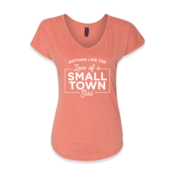 Small Town Girl Peach V Neck T-Shirt